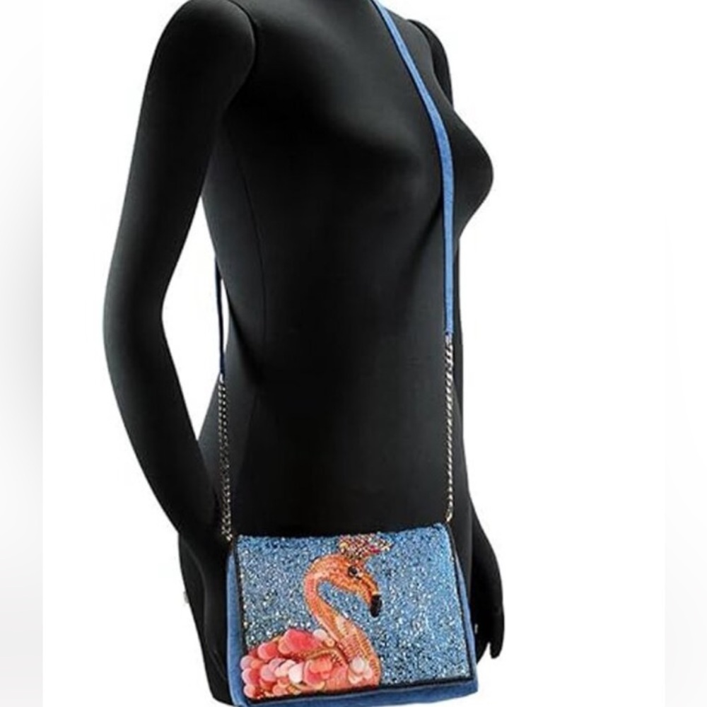 MARY FRANCES Queen Flamingo Embellished Denim Novelty Handbag - Picture 17 of 17